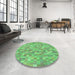 Round Patterned Green Rug in a Office, pat3750grn