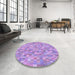 Round Patterned Mauve Purple Rug in a Office, pat3750pur