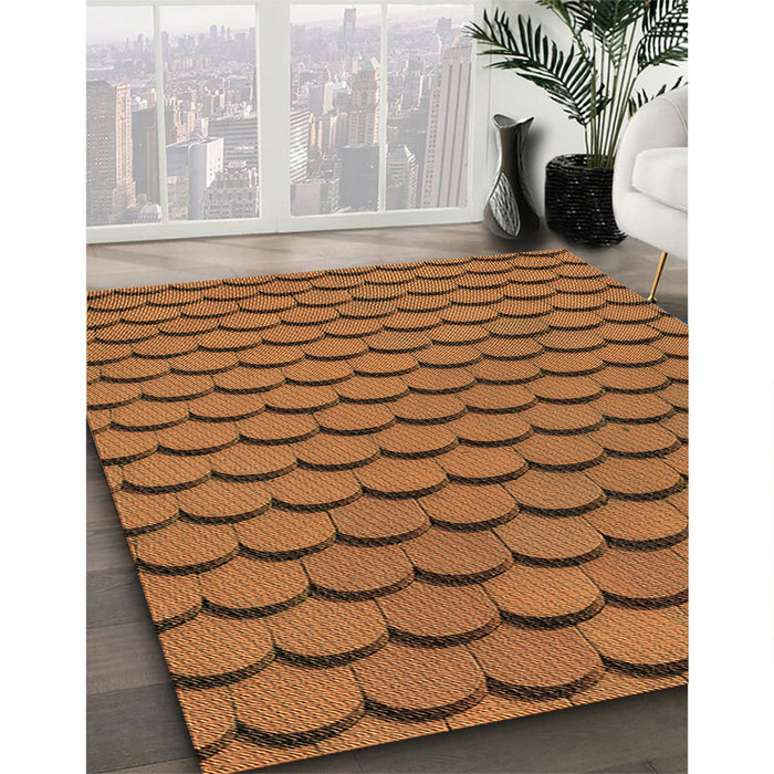 Patterned Saddle Brown Rug in Family Room, pat3751brn