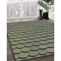 Patterned Army Green Rug, pat3751lblu