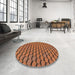 Round Machine Washable Transitional Tomato Red Rug in a Office, wshpat3751