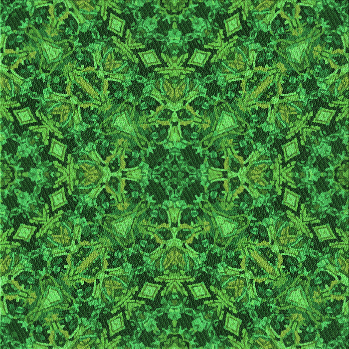 Round Patterned Deep Emerald Green Rug, pat3752grn
