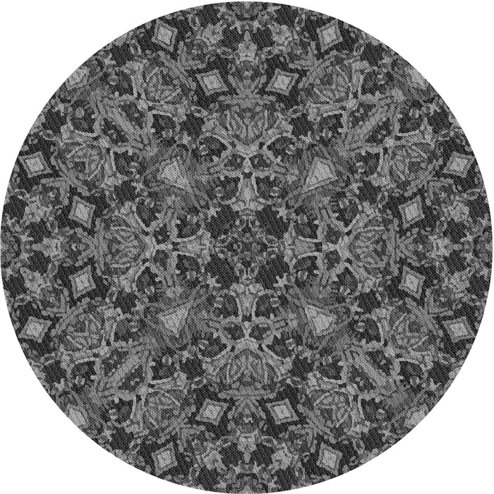 Square Machine Washable Transitional Dark Gray Black Rug in a Living Room, wshpat3752gry