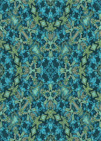 Machine Washable Transitional Medium Teal Green Rug, wshpat3752lblu