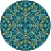 Square Patterned Medium Teal Green Rug, pat3752lblu