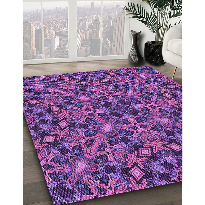 Machine Washable Transitional Purple Rug in a Family Room, wshpat3752pur