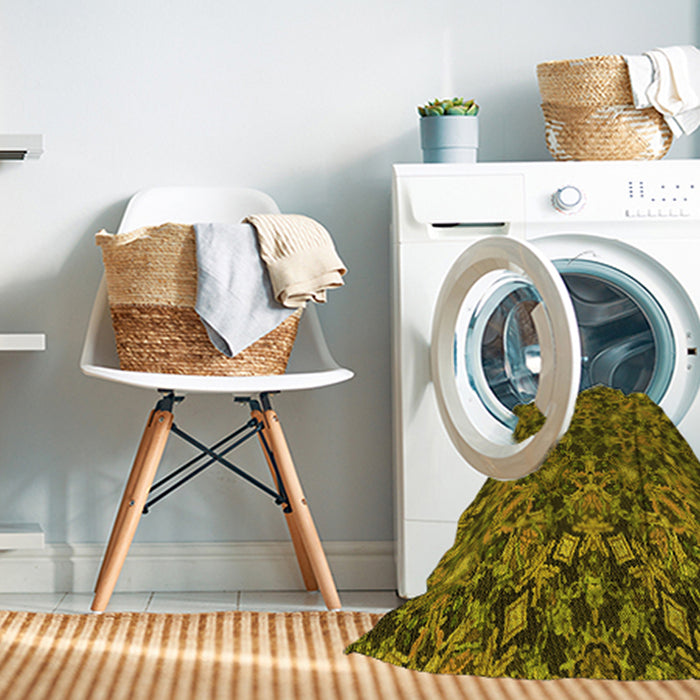 Machine Washable Transitional Brown Rug in a Washing Machine, wshpat3752yw