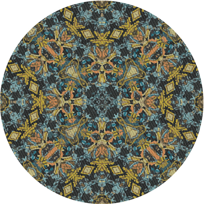 Sideview of Patterned Charcoal Black Novelty Rug, pat3752