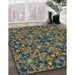 Patterned Charcoal Black Novelty Rug in Family Room, pat3752