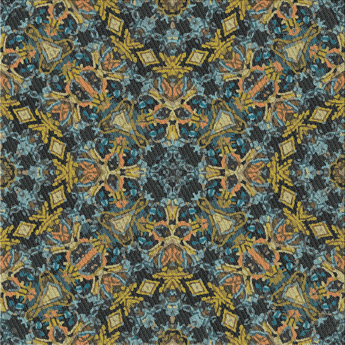 Square Patterned Charcoal Black Novelty Rug, pat3752