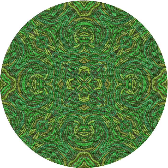 Square Patterned Dark Forest Green Rug, pat3753grn