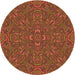 Square Patterned Tomato Red Rug, pat3753org