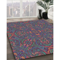 Patterned Dark Raspberry Purple Modern Rug, pat3753