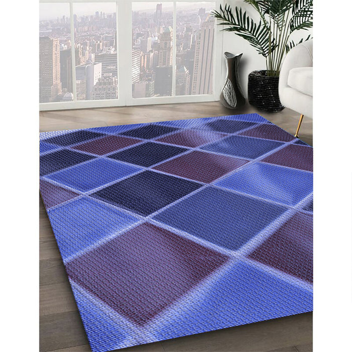 Patterned Light Slate Blue Rug in Family Room, pat3754blu
