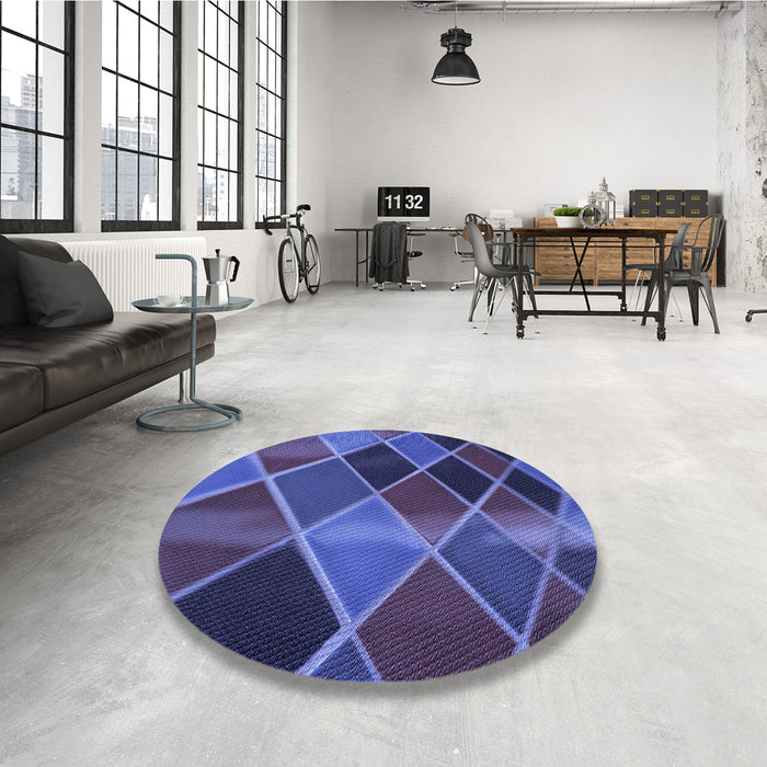 Round Patterned Light Slate Blue Rug in a Office, pat3754blu