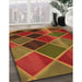 Patterned Tomato Red Rug in Family Room, pat3754org