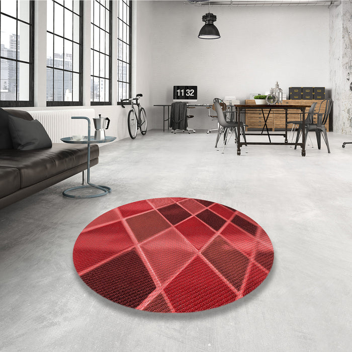Round Patterned Red Rug in a Office, pat3754rd