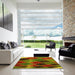 Machine Washable Transitional Dark Yellow Green Rug in a Kitchen, wshpat3754yw