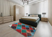 Machine Washable Transitional Saffron Red Rug in a Bedroom, wshpat3754