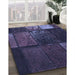 Patterned Night Blue Rug in Family Room, pat3755blu