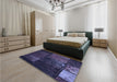Patterned Night Blue Rug in a Bedroom, pat3755blu