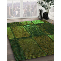 Patterned Dark Lime Green Rug, pat3755grn
