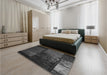Patterned Midnight Gray Rug in a Bedroom, pat3755gry