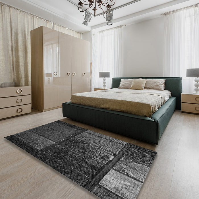 Patterned Midnight Gray Rug in a Bedroom, pat3755gry
