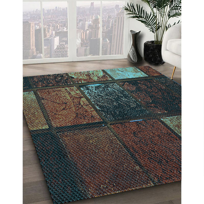 Patterned Hazel Green Rug in Family Room, pat3755lblu