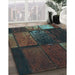 Patterned Hazel Green Rug in Family Room, pat3755lblu