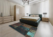 Patterned Hazel Green Rug in a Bedroom, pat3755lblu