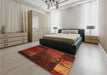 Patterned Mahogany Brown Rug in a Bedroom, pat3755org