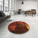 Round Patterned Mahogany Brown Rug in a Office, pat3755org
