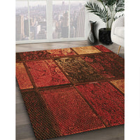 Patterned Mahogany Brown Rug, pat3755org