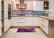 Patterned Plum Purple Rug in a Kitchen, pat3755pur