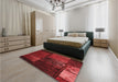Patterned Cranberry Red Rug in a Bedroom, pat3755rd