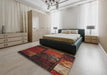 Patterned Gold Brown Novelty Rug in a Bedroom, pat3755