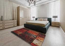 Patterned Gold Brown Novelty Rug in a Bedroom, pat3755