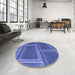 Round Patterned Sky Blue Rug in a Office, pat3756blu