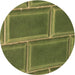 Square Patterned Dark Yellow Green Rug, pat3756brn