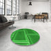 Round Patterned Green Rug in a Office, pat3756grn