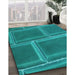 Machine Washable Transitional Dark Cyan Green Rug in a Family Room, wshpat3756lblu