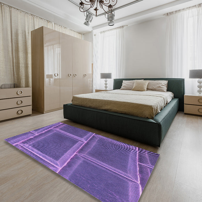 Patterned Amethyst Purple Rug in a Bedroom, pat3756pur
