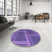 Round Patterned Amethyst Purple Rug in a Office, pat3756pur