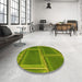 Round Patterned Pistachio Green Rug in a Office, pat3756yw