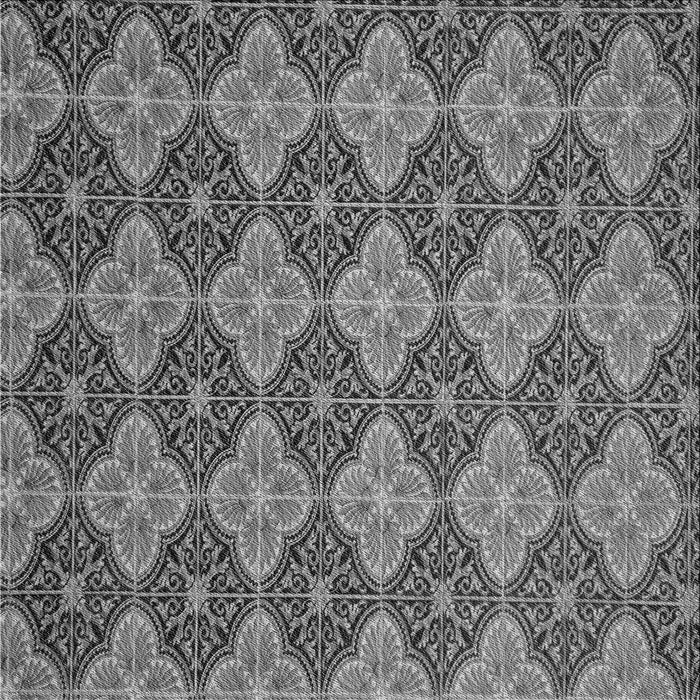 Round Machine Washable Transitional Black Rug, wshpat3757gry