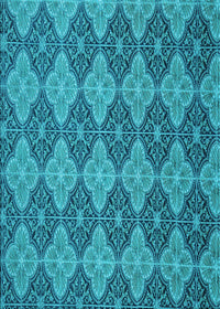 Machine Washable Transitional Dark Cyan Green Rug, wshpat3757lblu