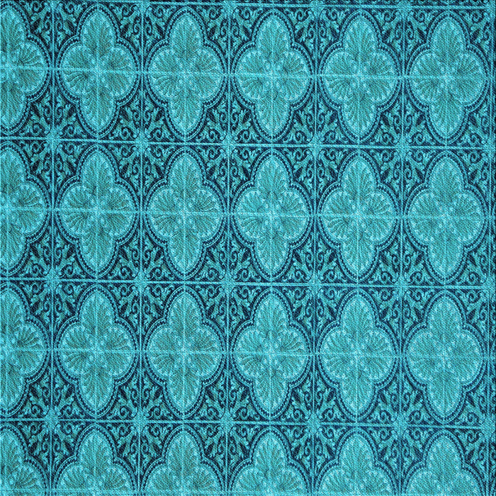 Round Patterned Dark Cyan Green Rug, pat3757lblu