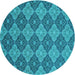 Square Patterned Dark Cyan Green Rug, pat3757lblu