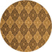 Square Patterned Saddle Brown Rug, pat3757org